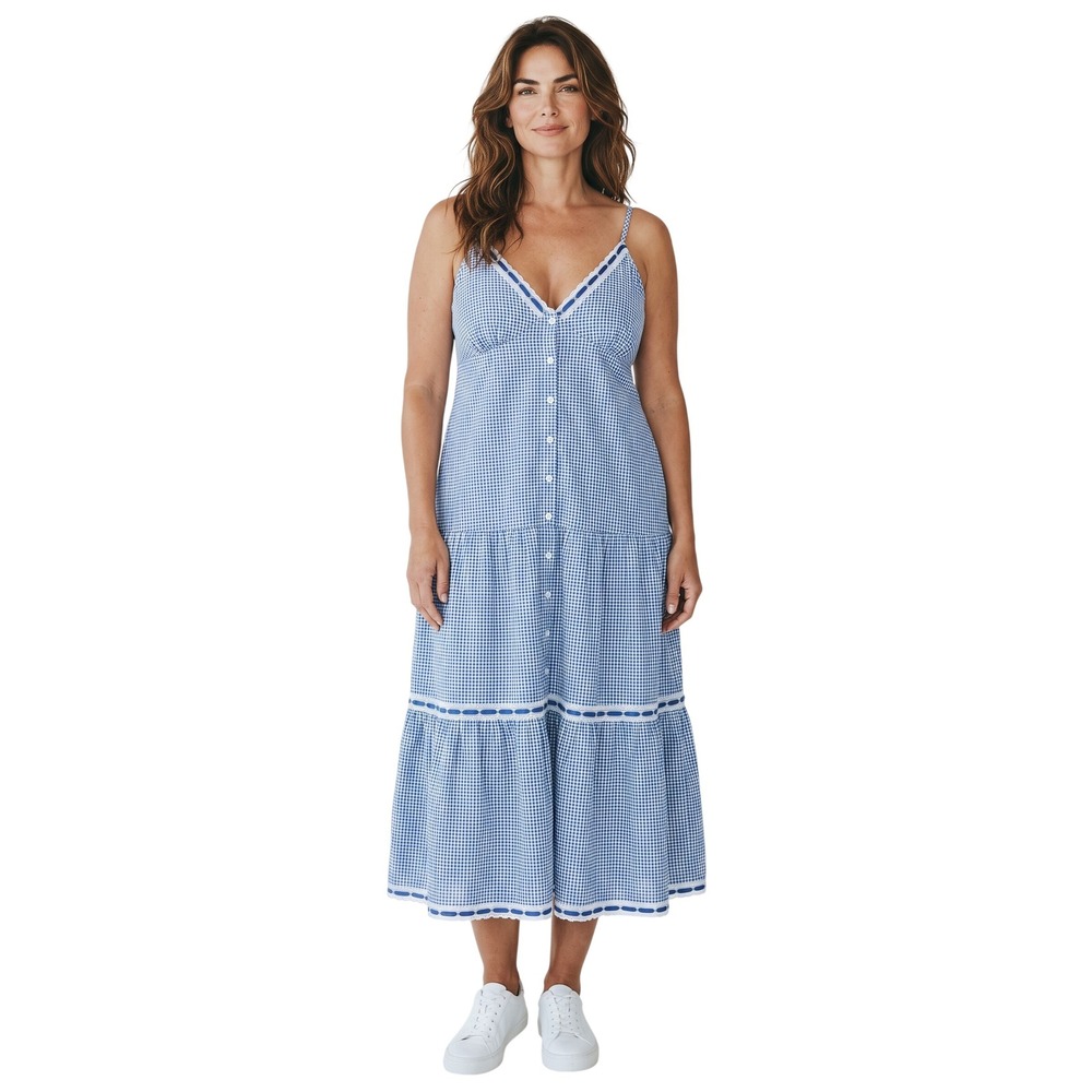 Frankies Bikinis x PINK Indiana Poplin Babydoll Womens size XXL Gingham Dress